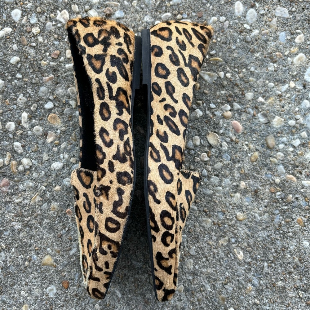 Jeffrey Campbell Leopard Calf Hair Loafer Flats Pointed Toe Slip-on 6 - Picture 8 of 9